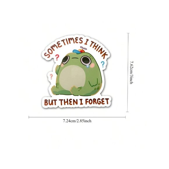 1PC Think But Then I Forget Waterproof Sticker Funny Frog Vinyl Sticker - Picture 4 of 10